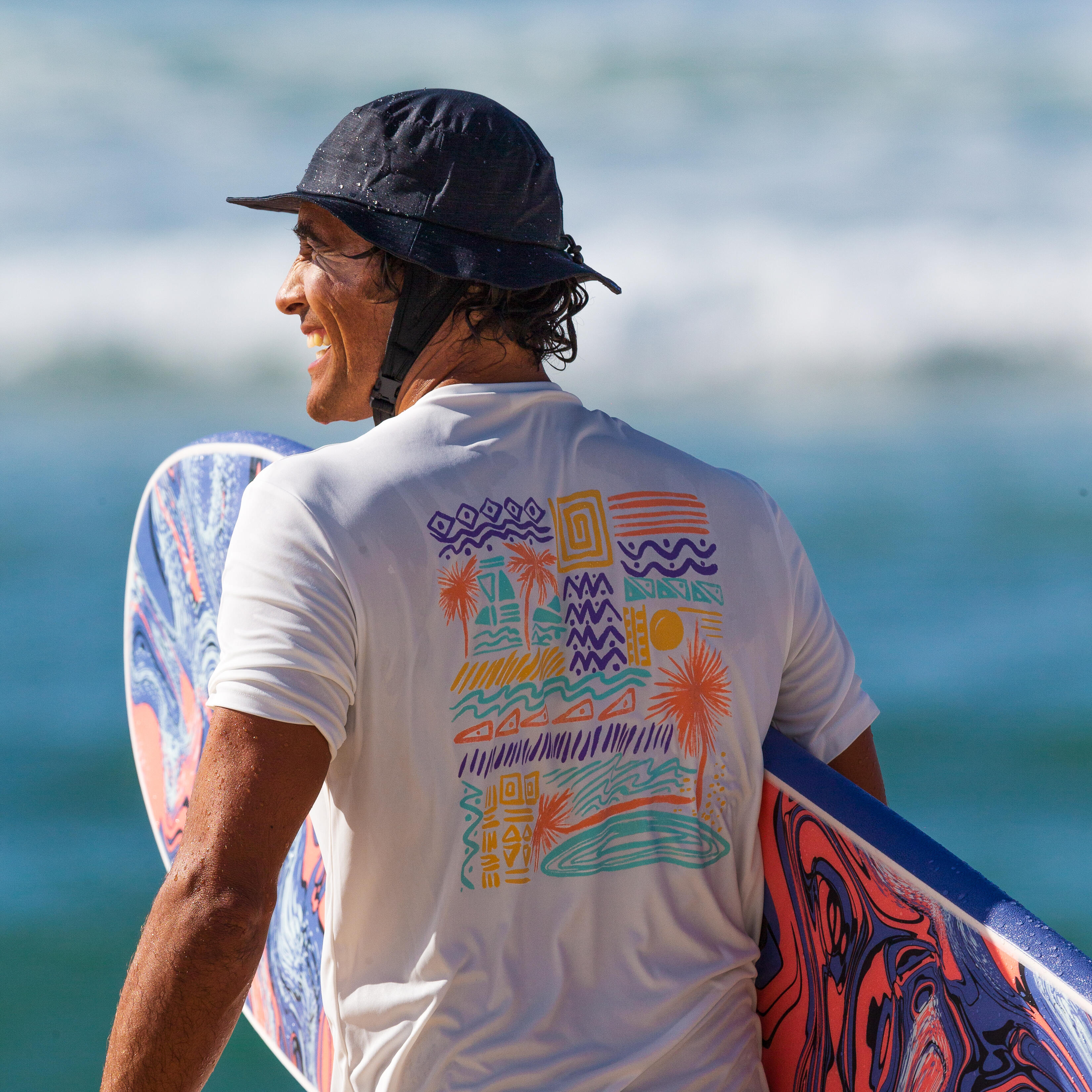 Men Surfing Surf Hat 500  Black