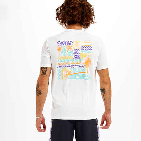 Men's Surfing Short-Sleeved Anti-UV T-Shirt - Palm white