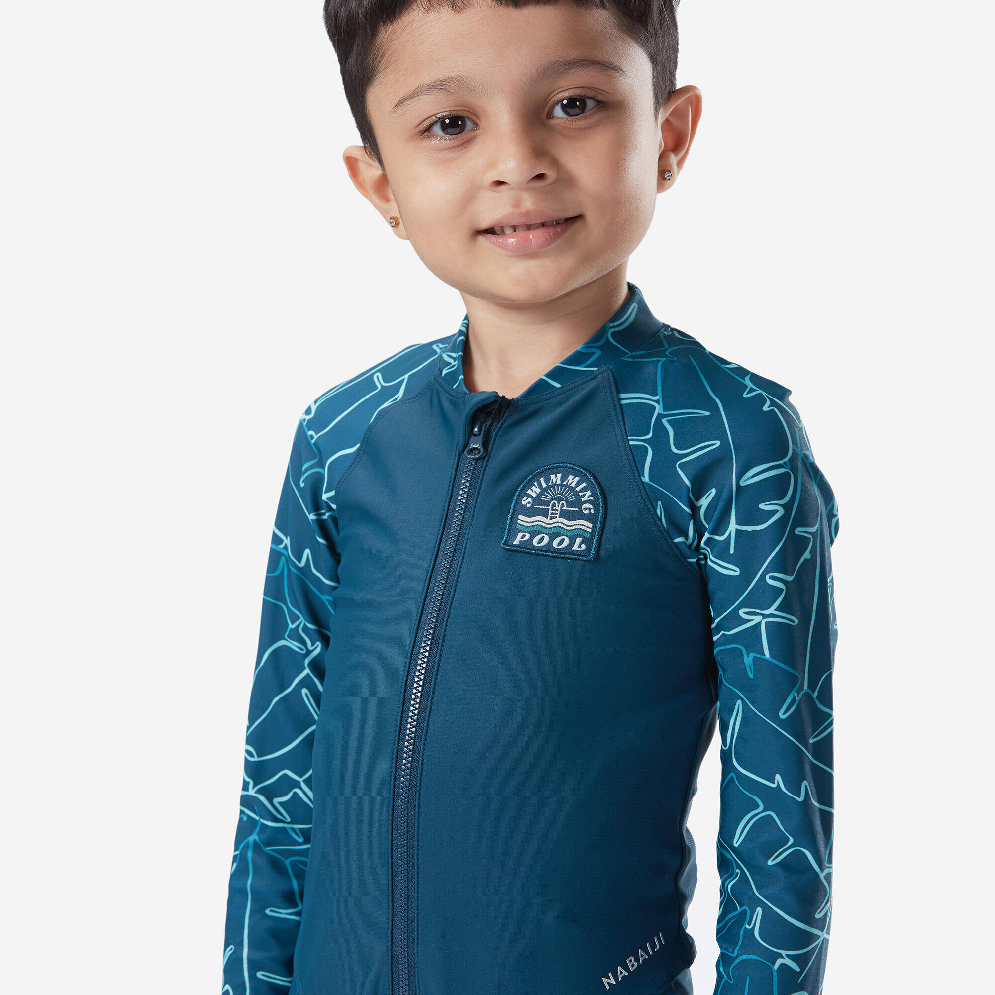 Boy’s Swimsuit 100 Long Sleeves & Long Legs BANA - Green UV -  2