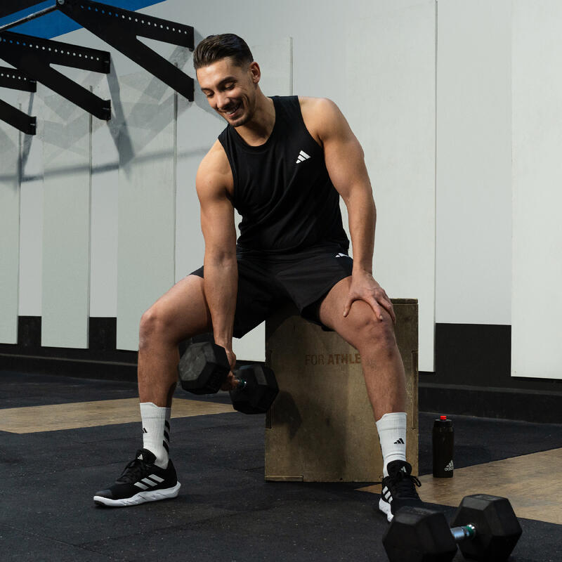 T-SHIRT SEM ALÇAS DE FITNESS HOMEM PRETO