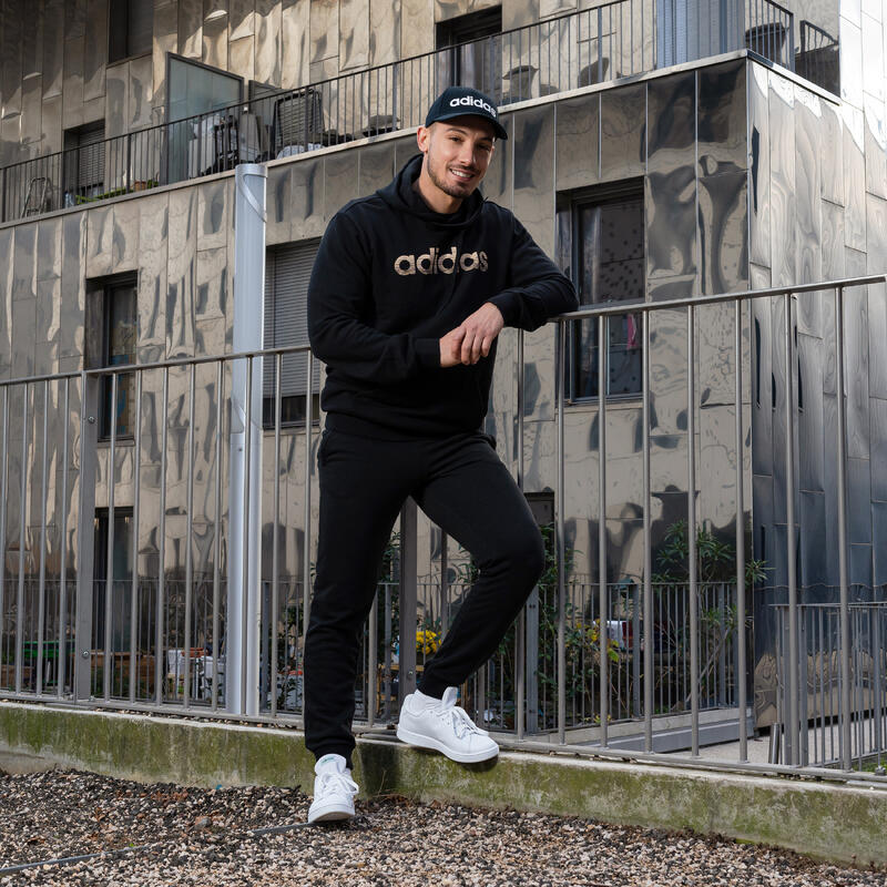 Felpa ADIDAS uomo palestra con cappuccio leggera nera