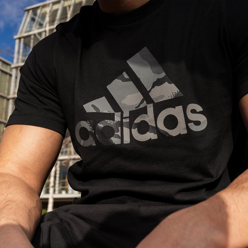 T-SHIRT CAMO DE FITNESS SOFT TRAINING ADIDAS HOMME NOIR