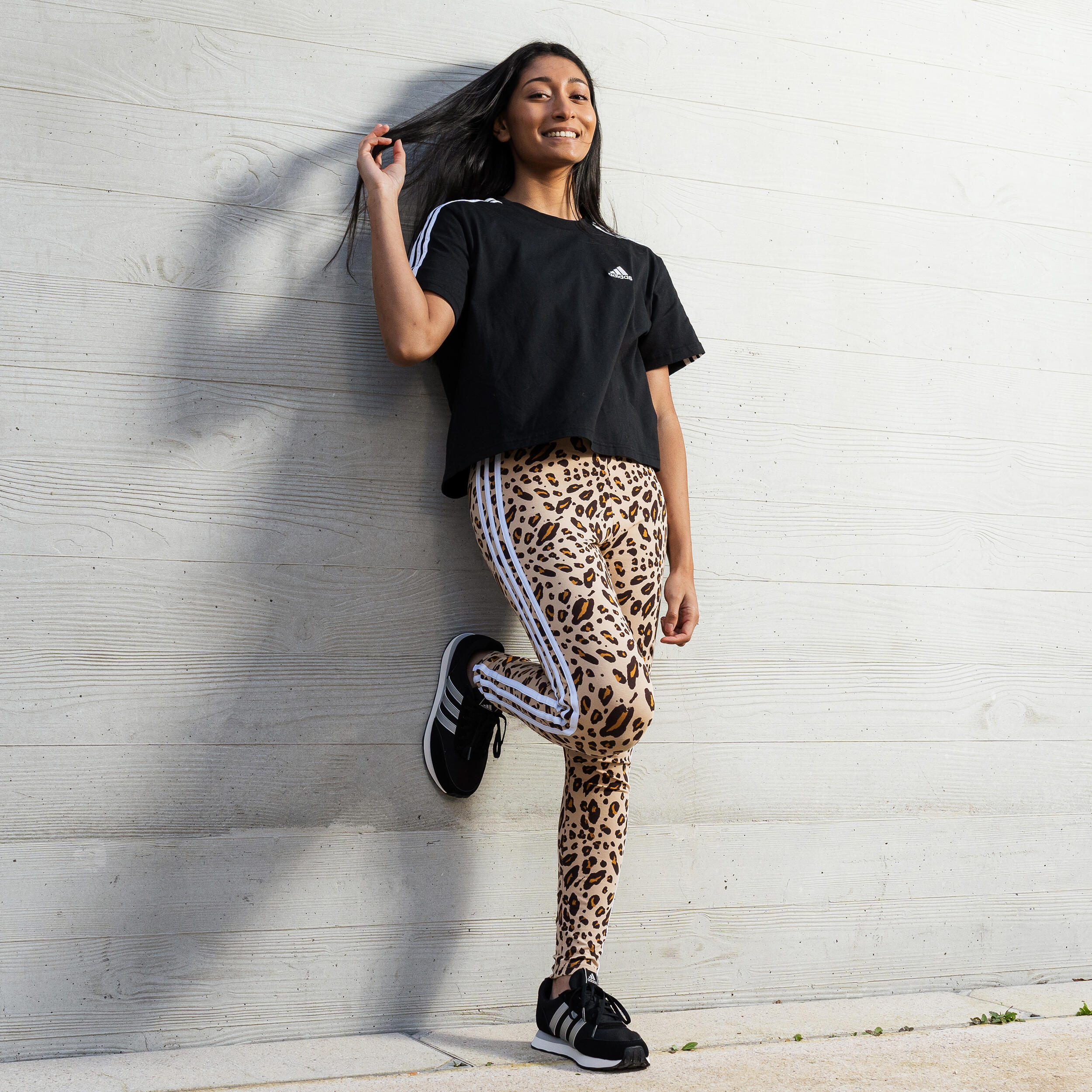 LEGGINGS DE FITNESS MULHER ADIDAS ANIMAL BEGE/CASTANHO 6/9