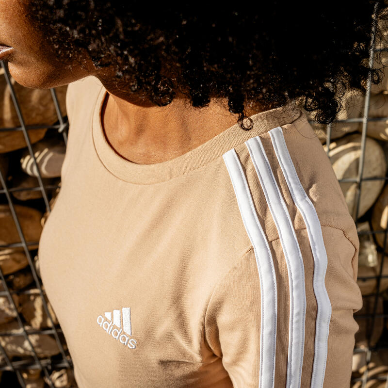 T-shirt ADIDAS donna palestra cropped cotone beige