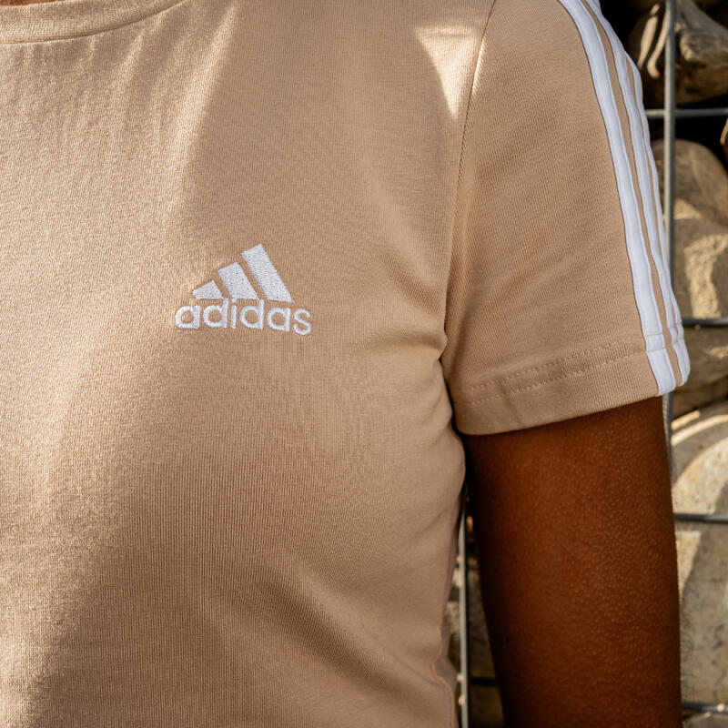 T-shirt ADIDAS donna palestra cropped cotone beige