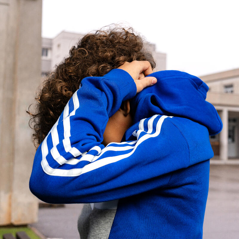 Felpa bambino ginnastica ADIDAS con cappuccio azzurra