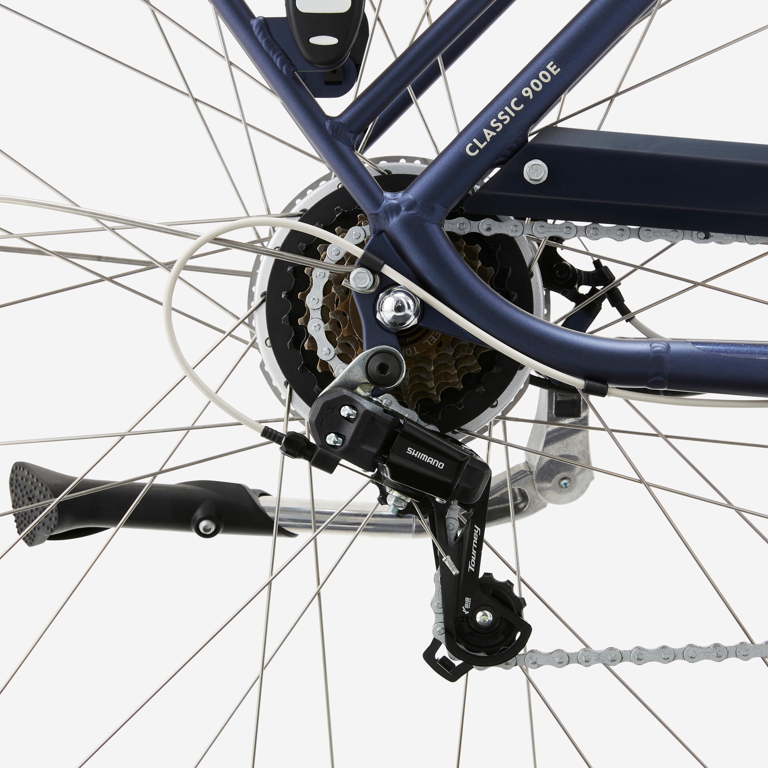 VELO DE VILLE ELECTRIQUE ELOPS 900 E CADRE BAS BLEU FONCE ELOPS