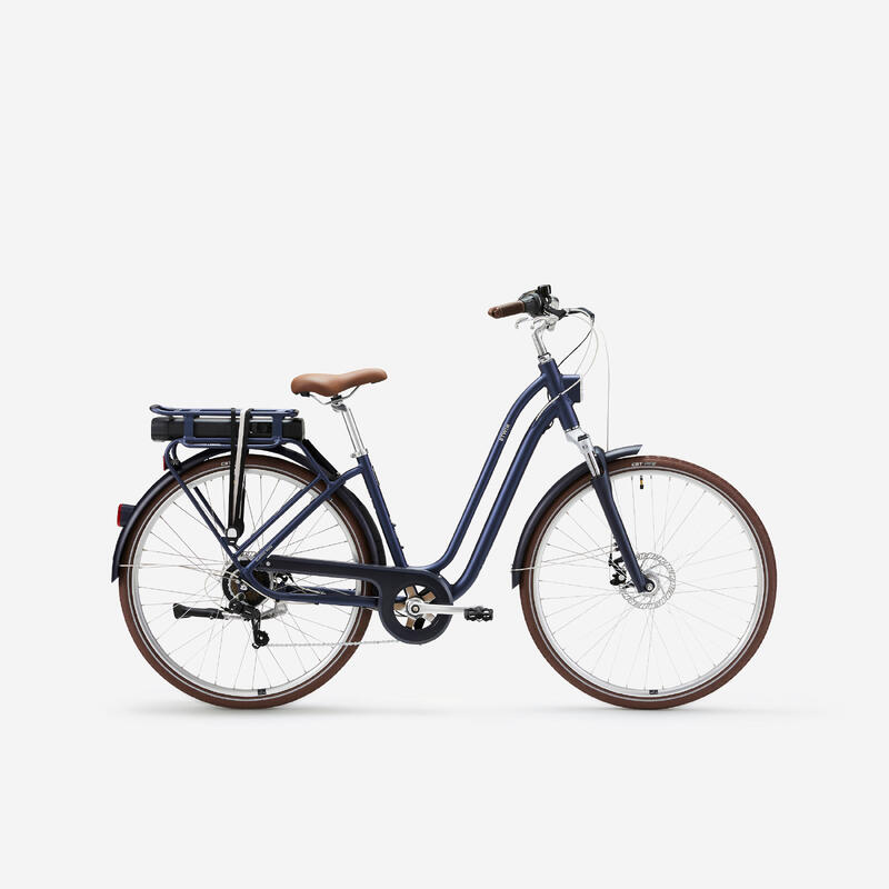 Bici città elettrica a pedalata assistita ELOPS 900E telaio basso blu