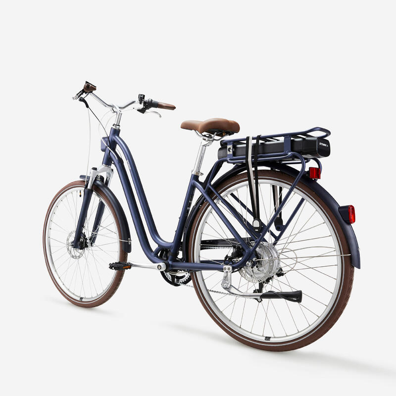 Bici città elettrica a pedalata assistita ELOPS 900E telaio basso blu