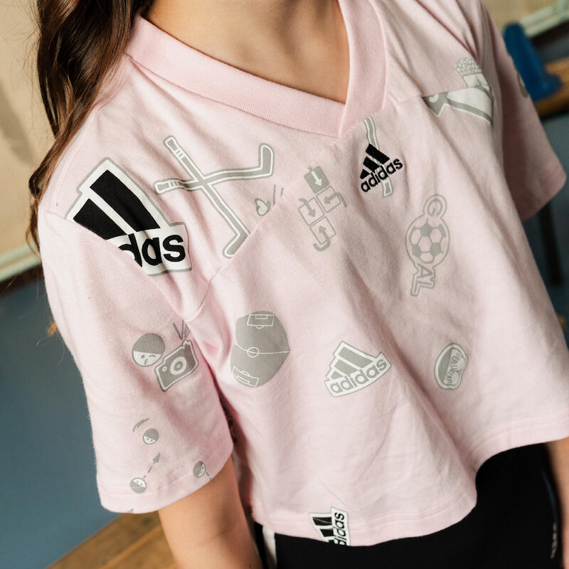 T-SHIRT CROP ADIDAS FILLE ROSE