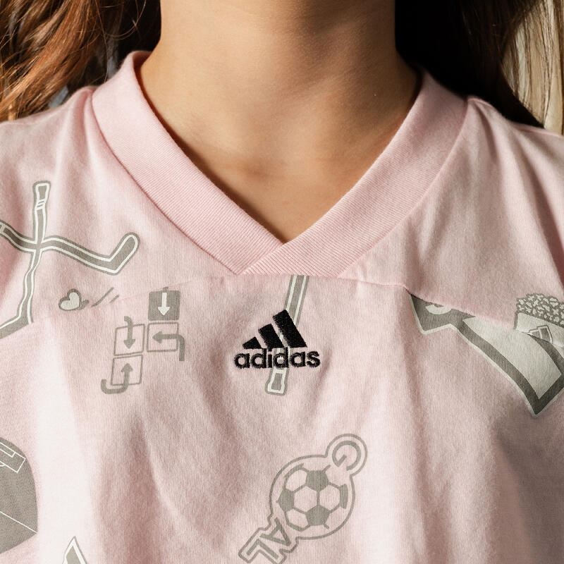 T-shirt ADIDAS bambina ginnastica cropped cotone rosa