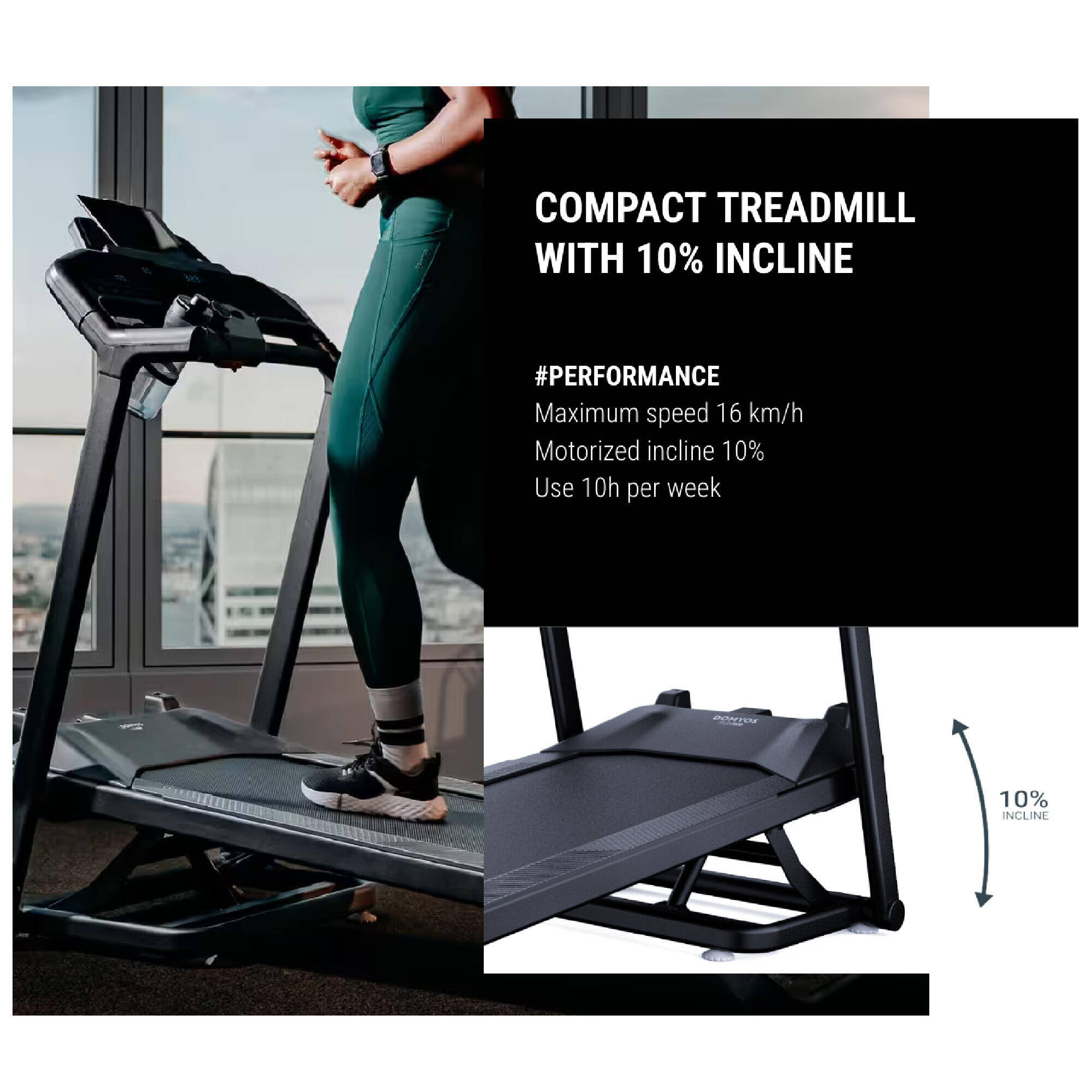 Treadmill Upto 16 kmph, Smart, Foldable, Supports upto 130kg, Run500 - Black -  4