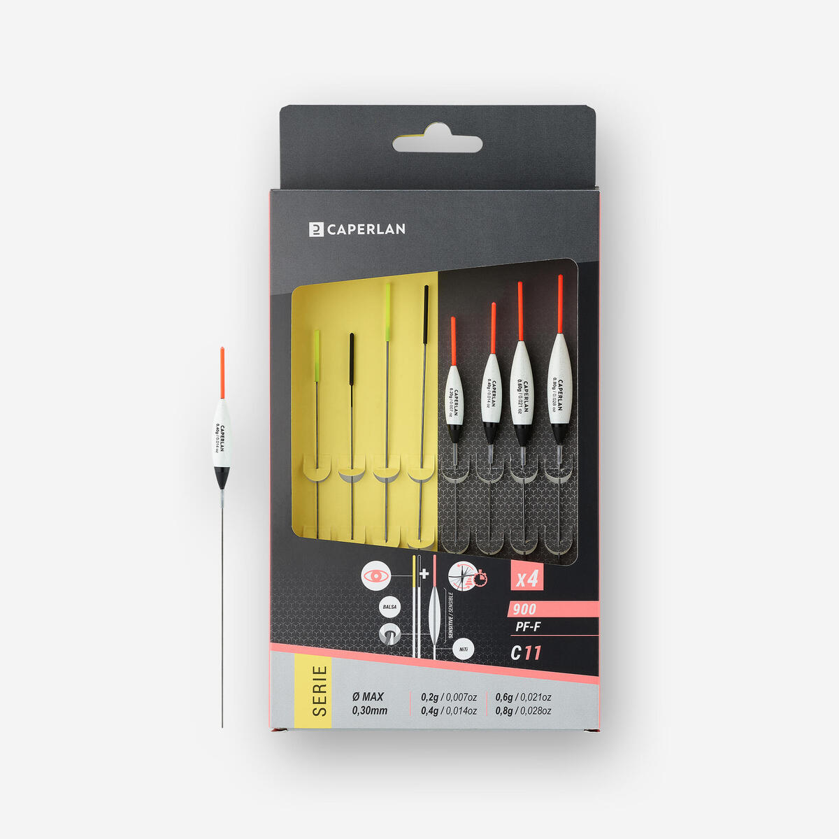 SERIE DE 4 FLOTTEURS PF- F900 C11 POUR LA PECHE DE LA CARPE AU COUP