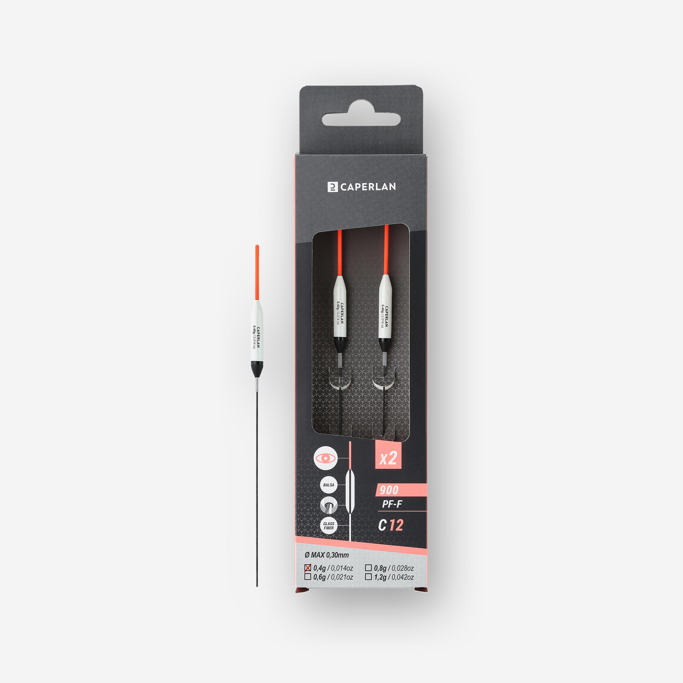 CAPERLAN Súprava 2 plaváčikov 0,4 g na lov kaprov na plávanú PF - F900 C12