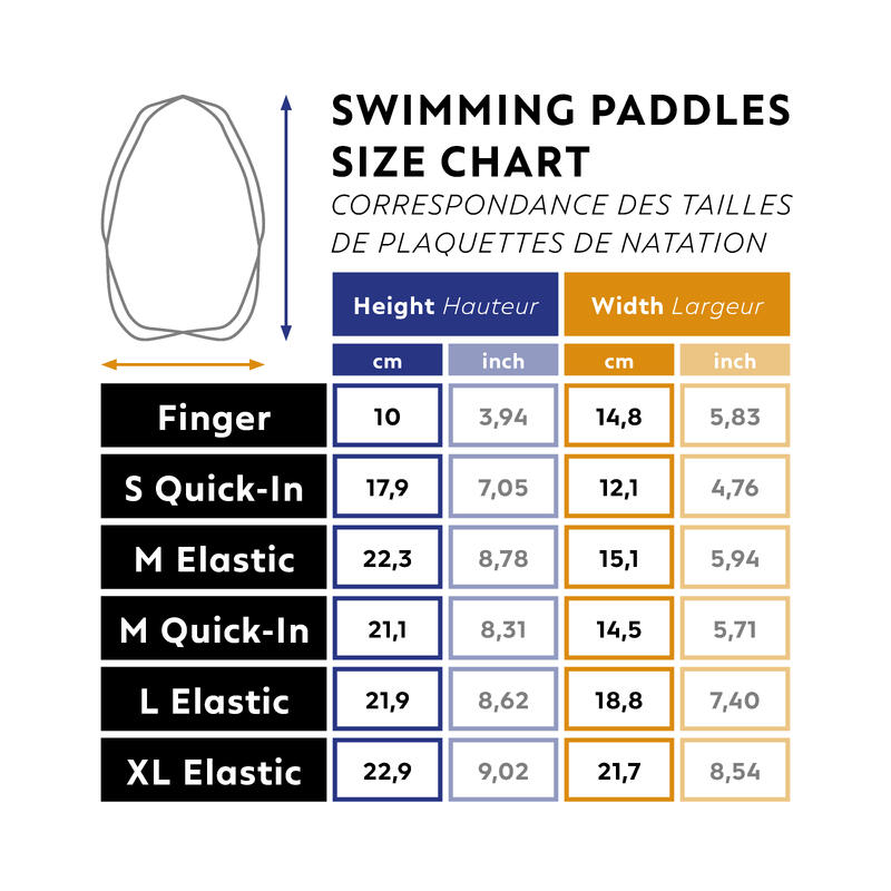 Schwimmpaddles Grösse S - Quick'In 500 blau/gelb