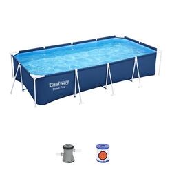 Piscina SteelPro retangular 400X211X81 CM com Bomba Depuradora e Filtro