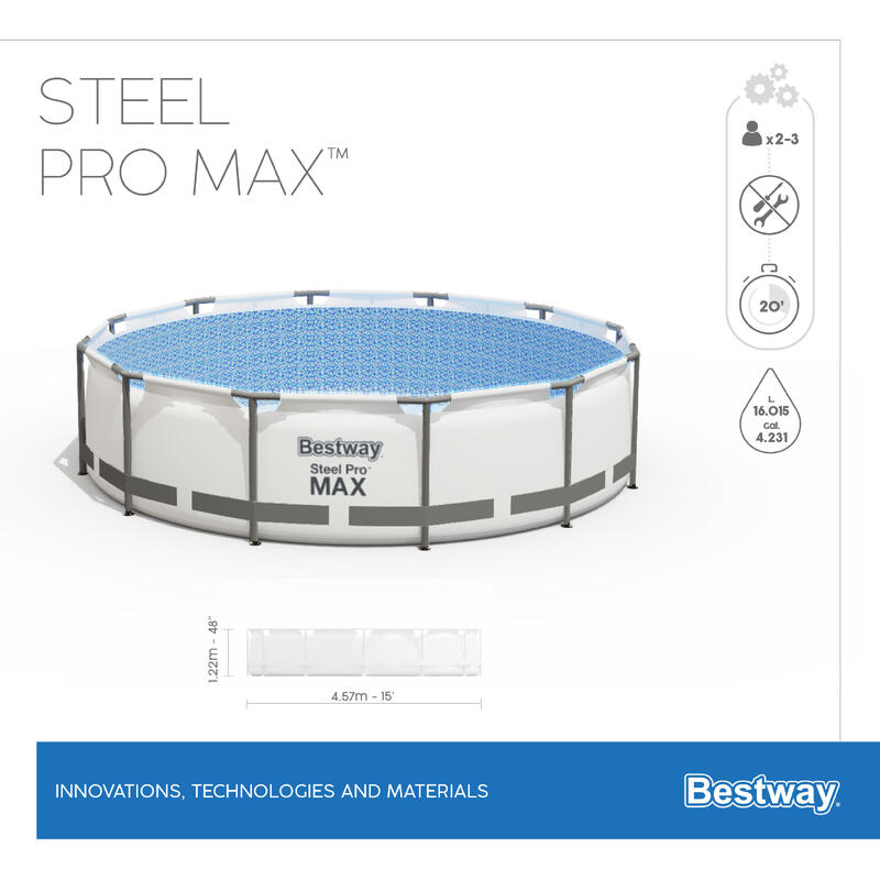 Piscina STEEL PRO MAX circular 457x122cm com depuradora + filtro + escada 2024