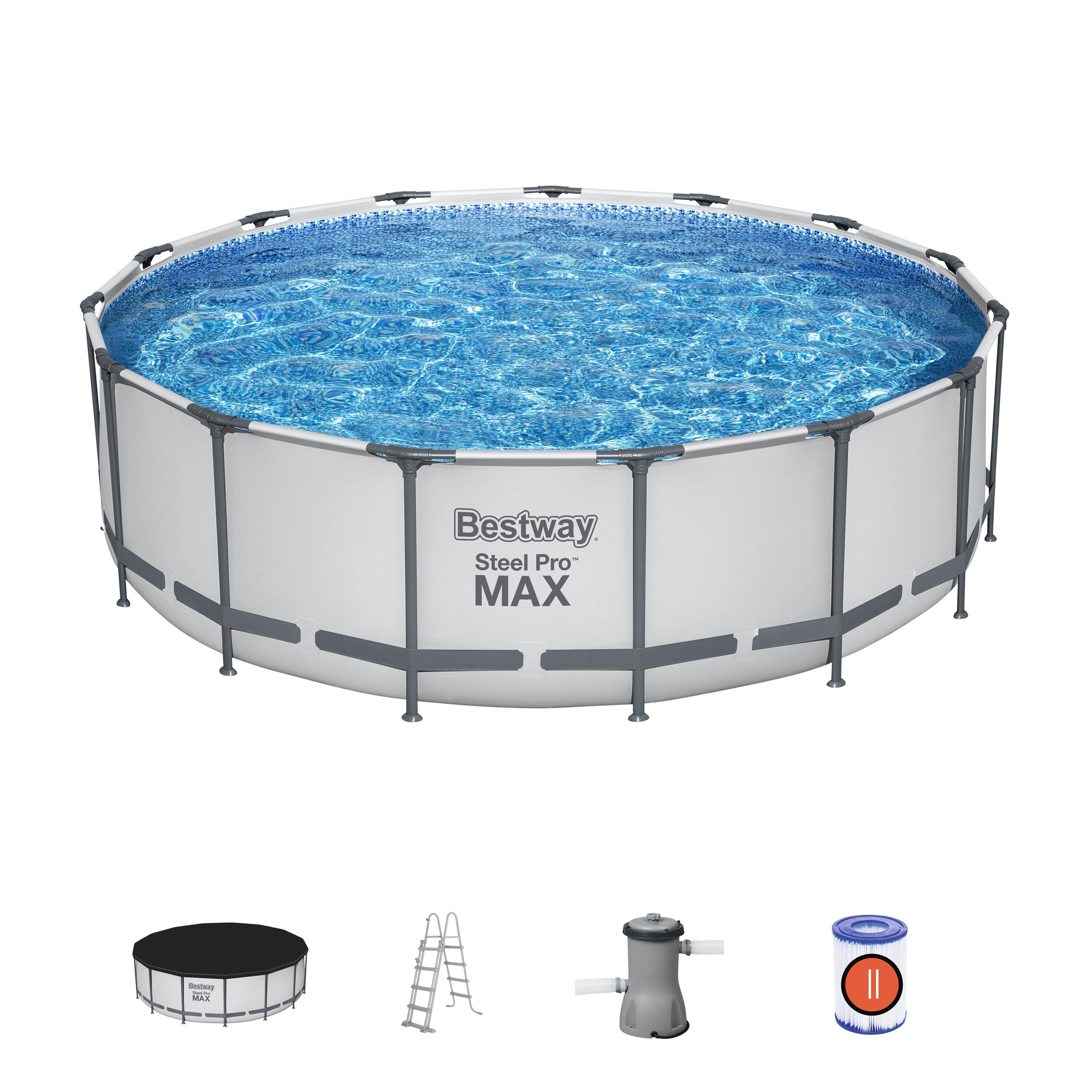 Piscina steel pro max circular 457x122cm com depuradora + filtro + escada