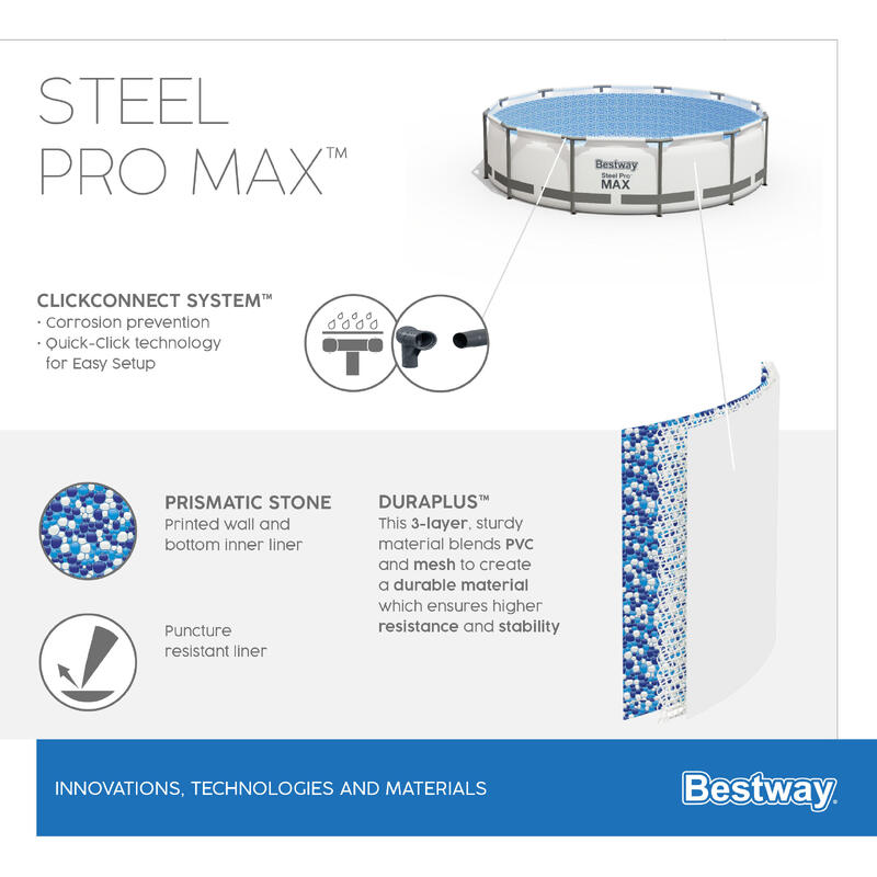 Piscina STEEL PRO MAX circular 457x122cm com depuradora + filtro + escada