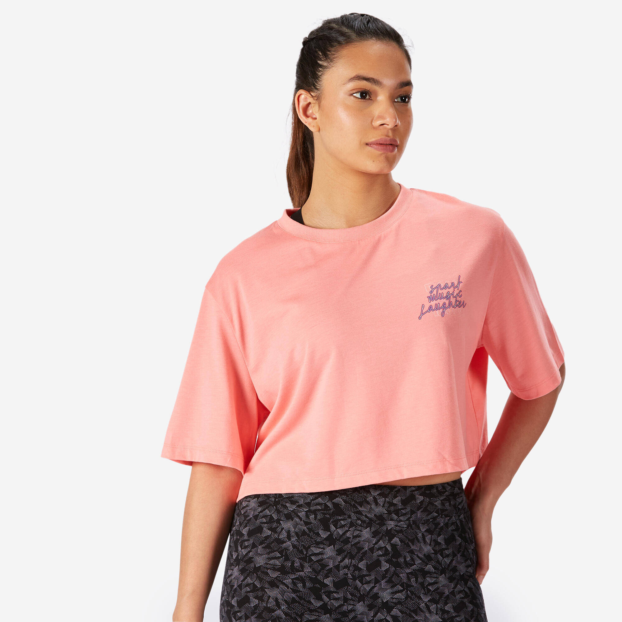 Women's Crop Top T-Shirt - Lychee Pink -  3