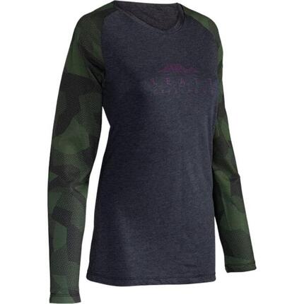Radtrikot langarm MTB Allmountain 3.0 Damen schwarz/khaki