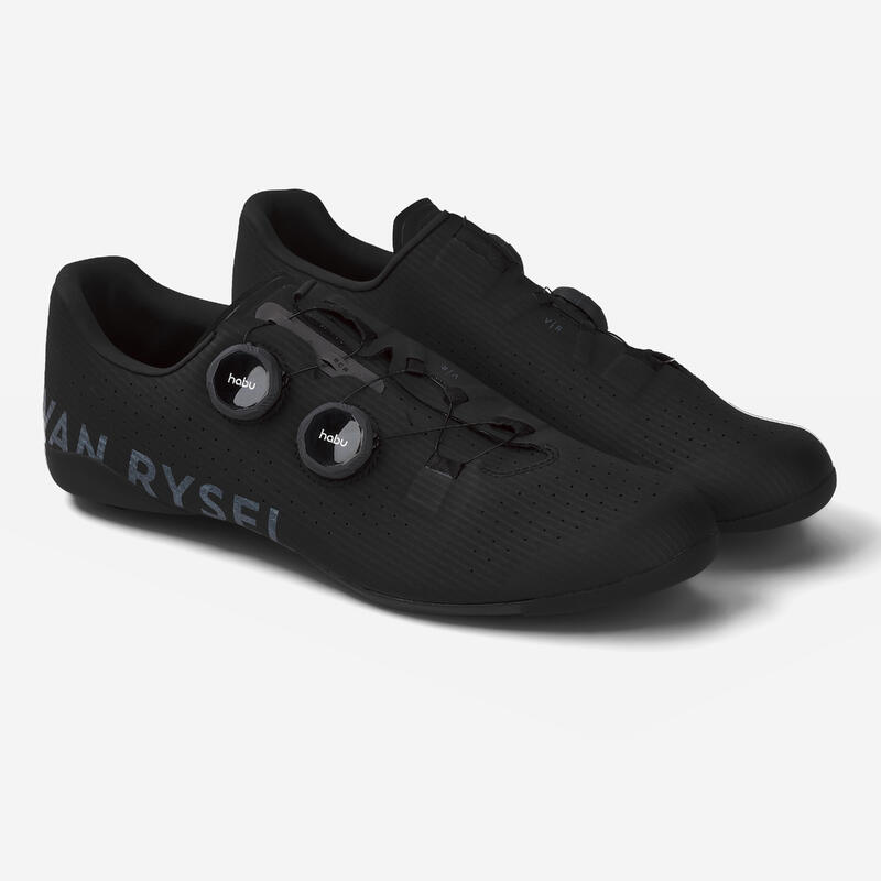 Scarpe ciclismo bici da corsa adulto Van Rysel RCR nere suola carbonio 100%