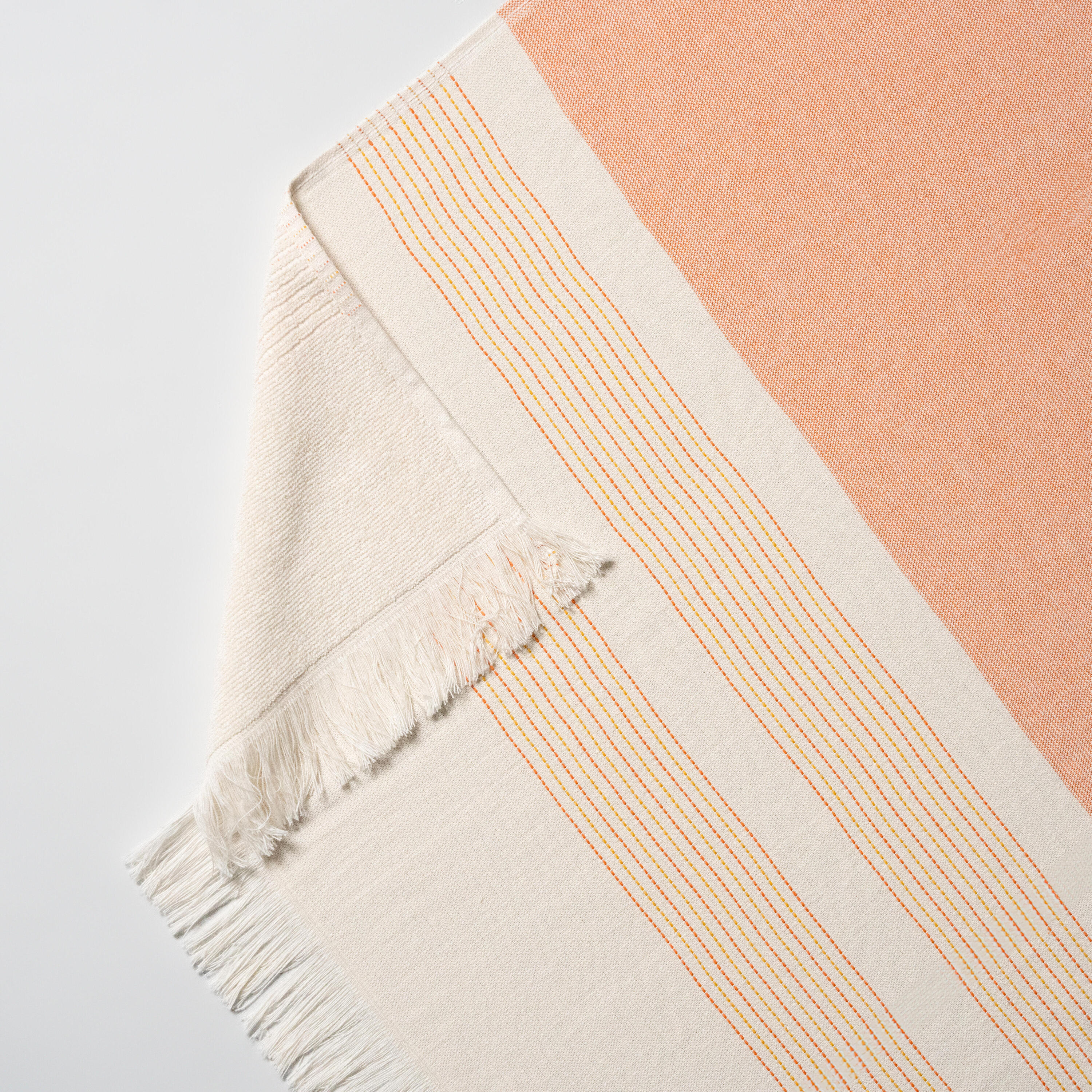 Toalha Fouta 86x170 Algodão BCI - Riscas Salmão 2/7