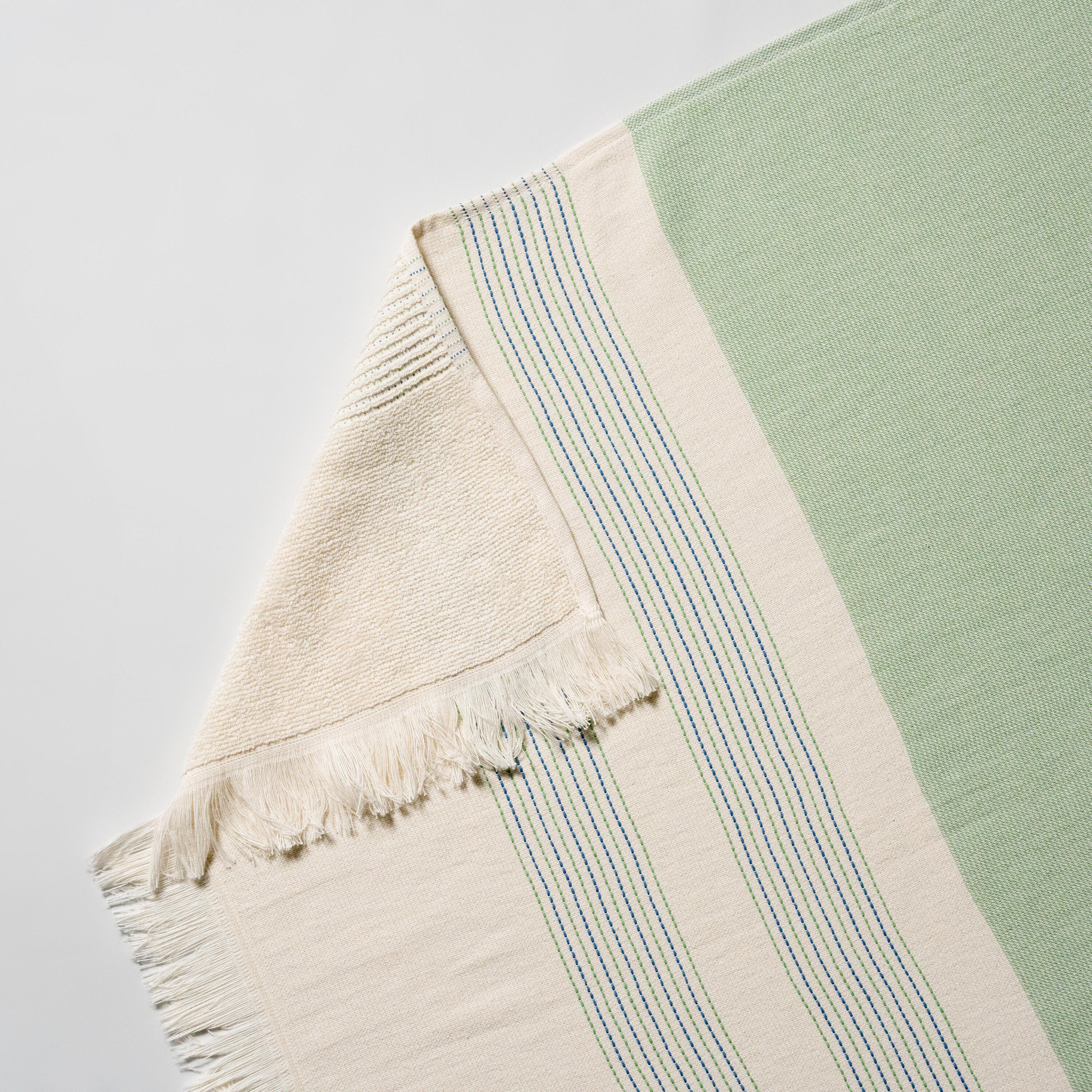 Toalha Fouta 140x190 Algodão BCI - Riscas Verde 2/6