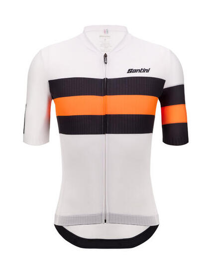 Maglia Ciclismo Uomo Santini Race Bianca Arancione Nera Slim Fit