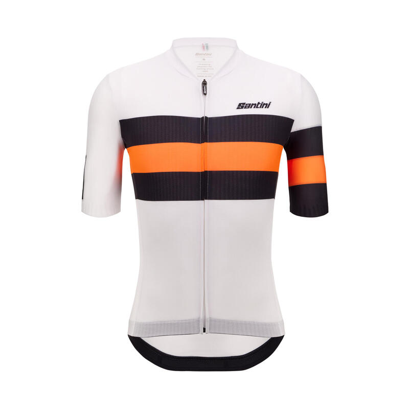 Maglia Ciclismo Uomo Santini Race Bianca Arancione Nera Slim Fit