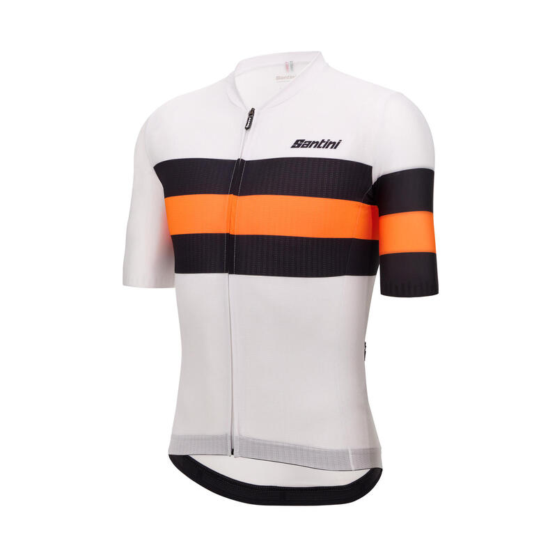 Maglia Ciclismo Uomo Santini Race Bianca Arancione Nera Slim Fit