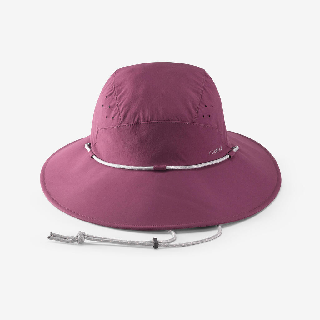 Sombrero con protección solar de trekking para Mujer Forclaz MT500 morado