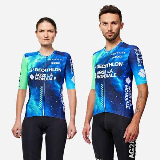 
      Unisex Short-Sleeved Summer Road Bike Jersey Racer 2 Replica Team Decathlon AG2R
  