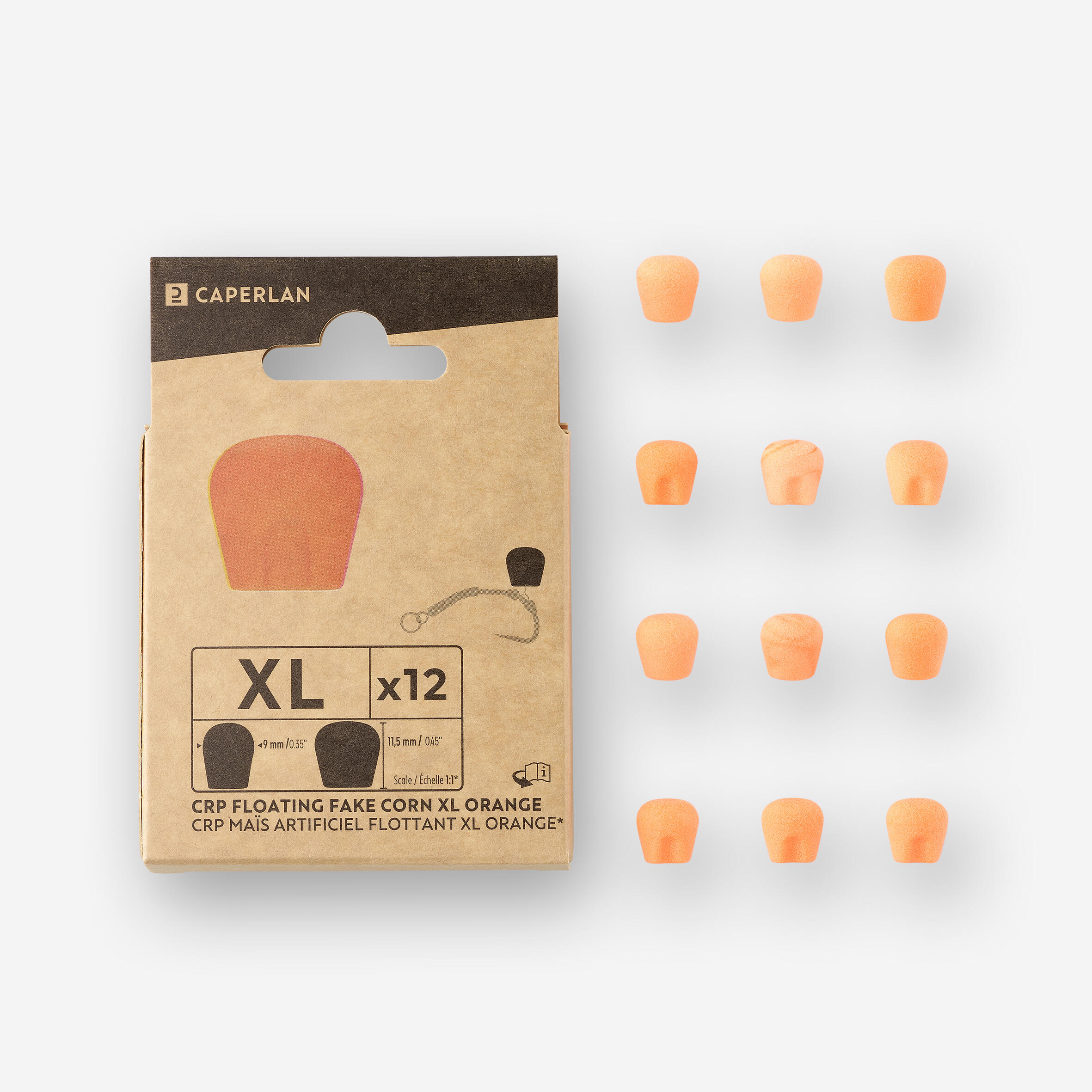 Floating corn XL orange x12 Carp fishing