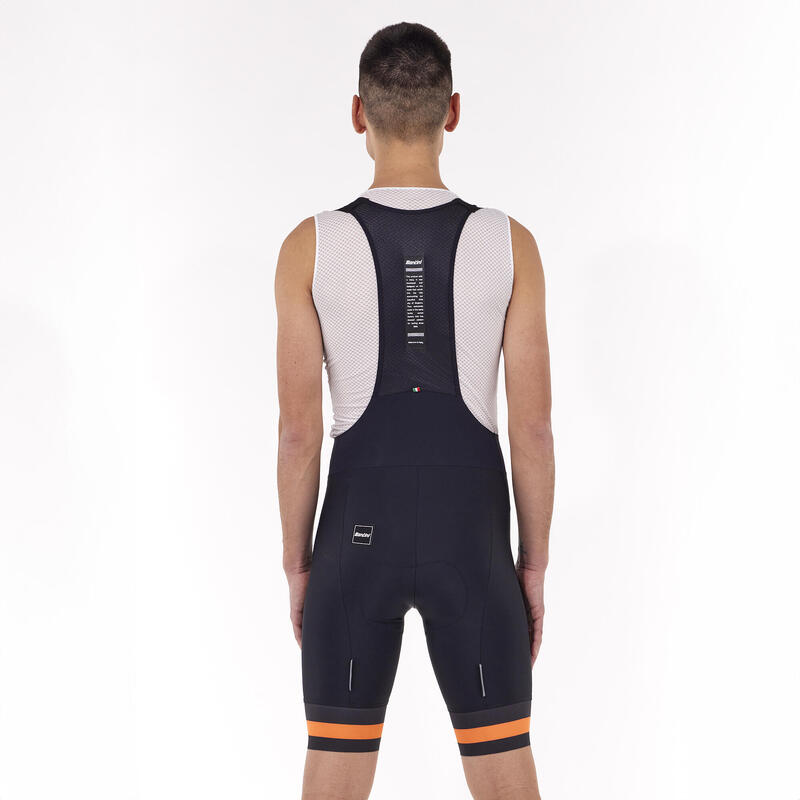 Salopette Ciclismo Estiva Santini Uomo Race Nero Arancione Fondello Endurance C3