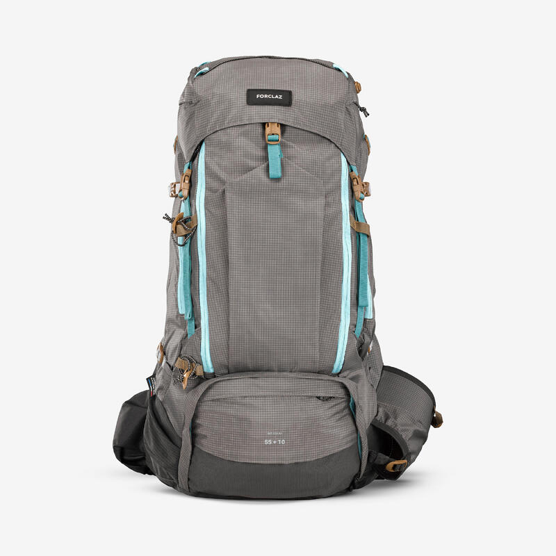 Zaino trekking donna MT500 AIR 55+10L grigio