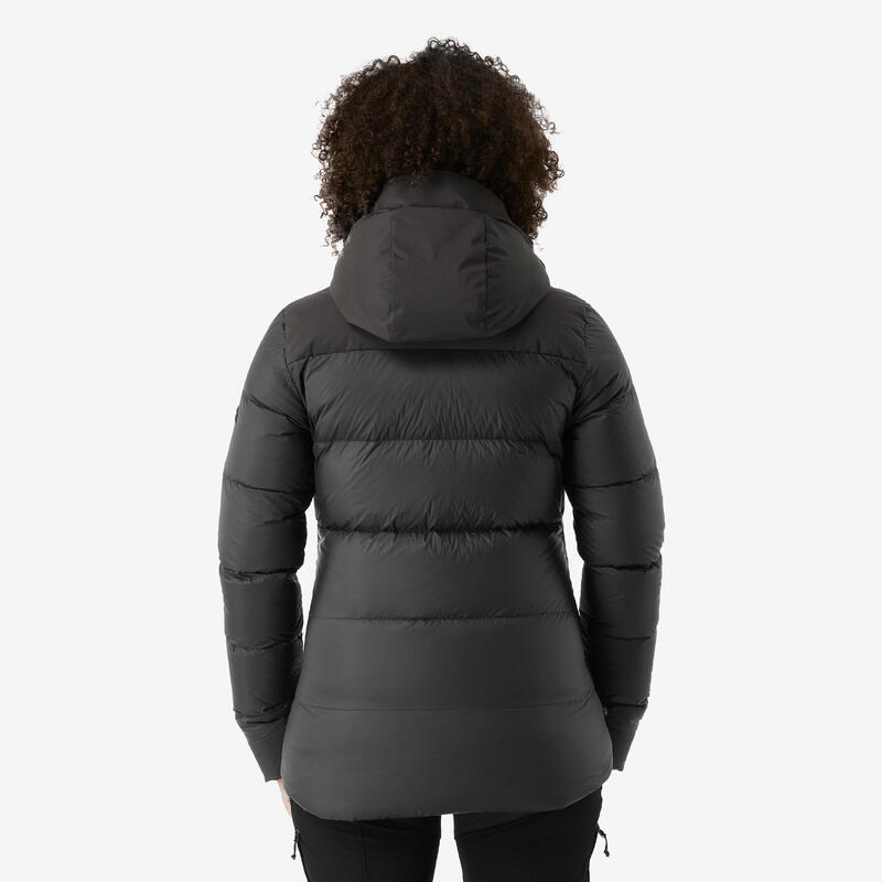 Daunenjacke Damen Kapuze warm bis -20 °C Trekking - MT900 schwarz