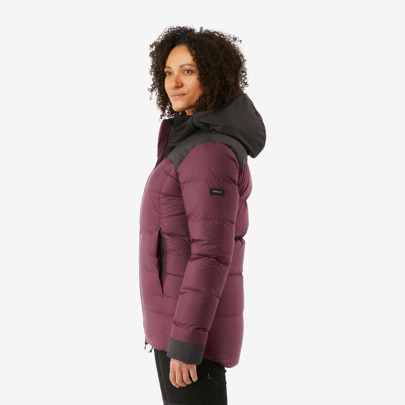 Daunenjacke Damen Kapuze warm bis -20 °C Trekking - MT900 bordeauxrot 