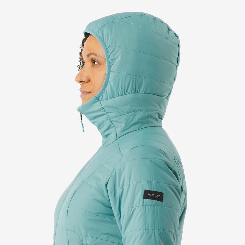 Dámská turistická prošívaná bunda s kapucí MT 100 do -5 °C