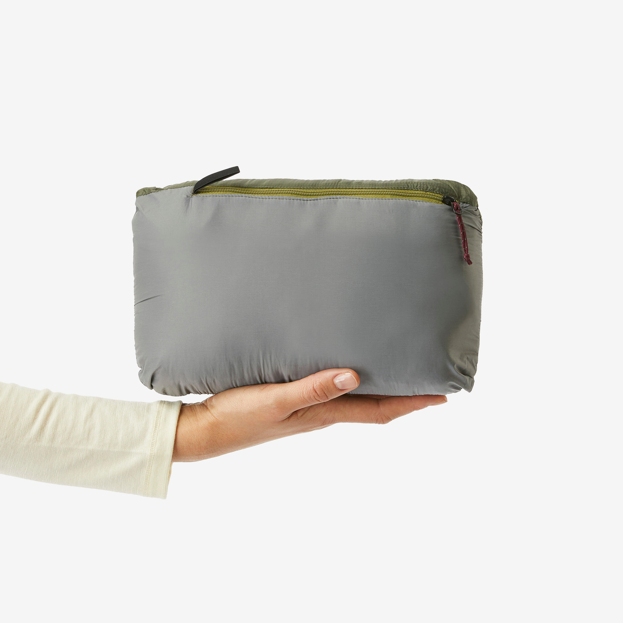 Doudoune de trek à capuche synthétique femme, MT100 khaki 5/6