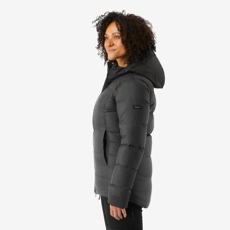 Daunenjacke Damen Kapuze warm bis -20 °C Trekking - MT900 schwarz