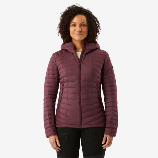 Doudoune à capuche en duvet de trek montagne - Bordeaux - MT100 -5 °C - Femme