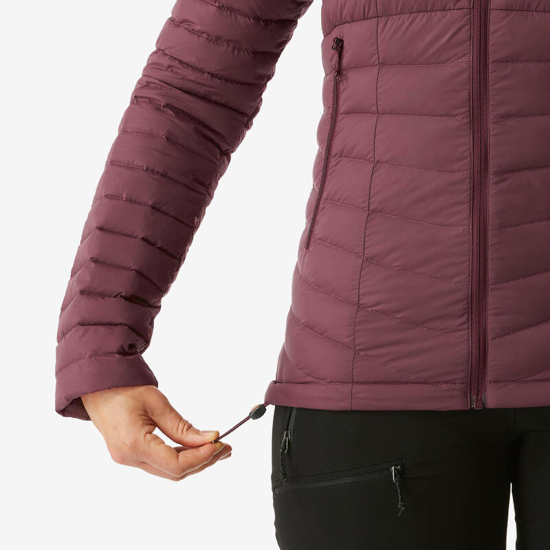 Daunenjacke Damen Kapuze bis -5 °C Trekking - MT100 