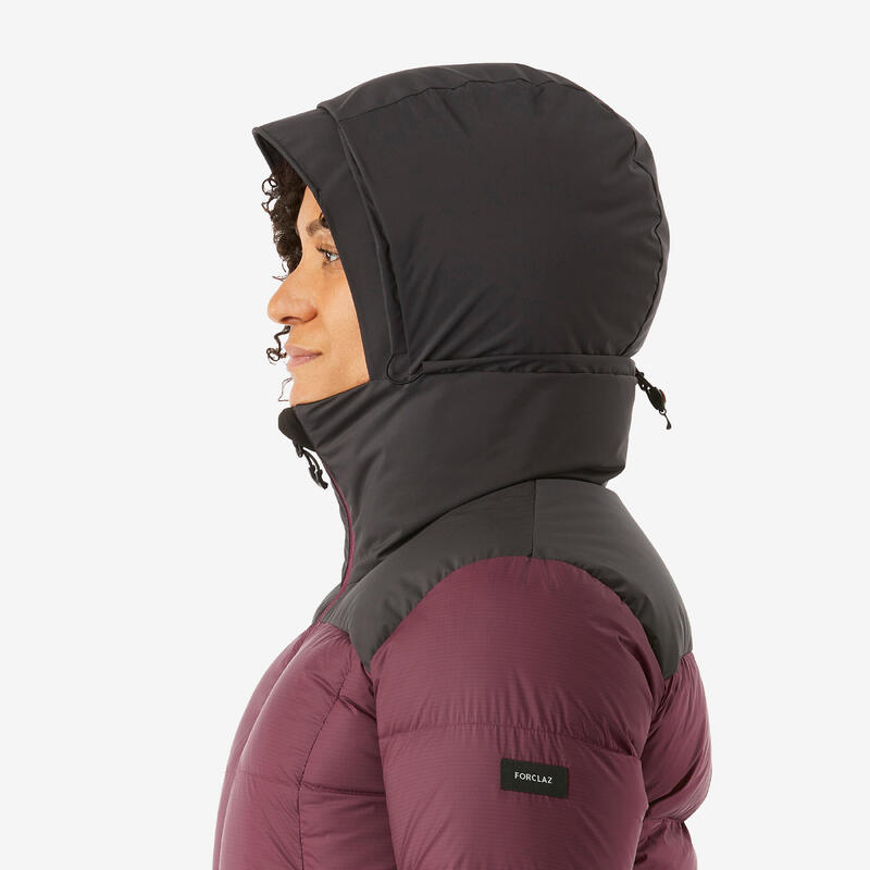 Daunenjacke Damen Kapuze warm bis -20 °C Trekking - MT900 bordeauxrot 