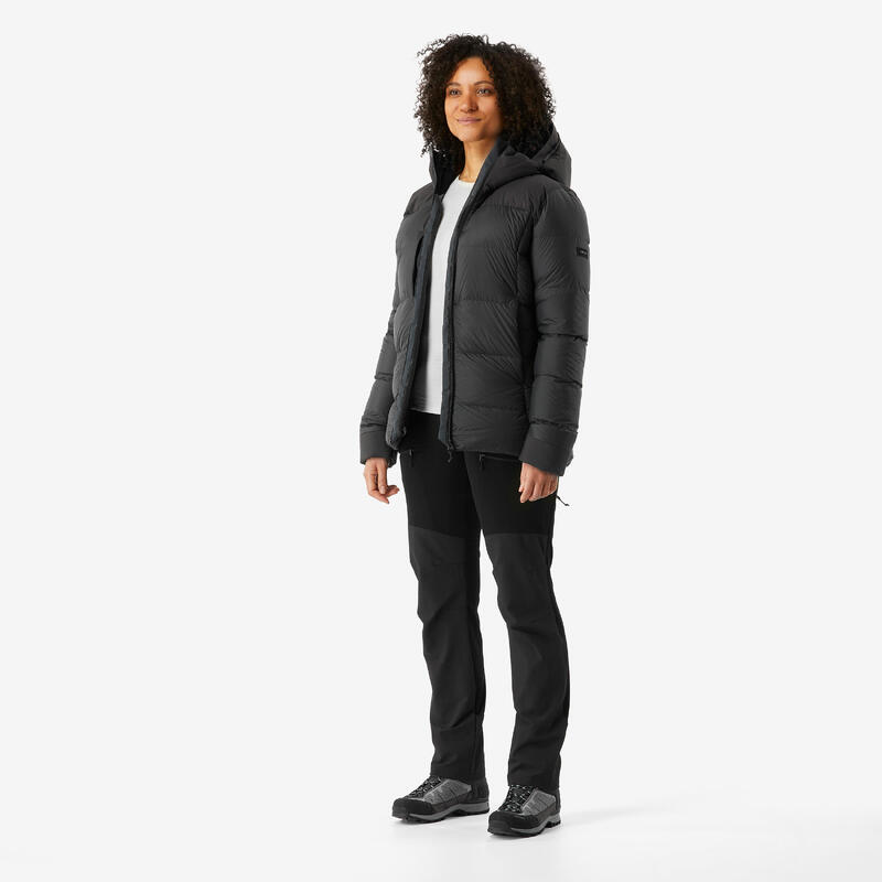 Daunenjacke Damen Kapuze warm bis -20 °C Trekking - MT900 schwarz