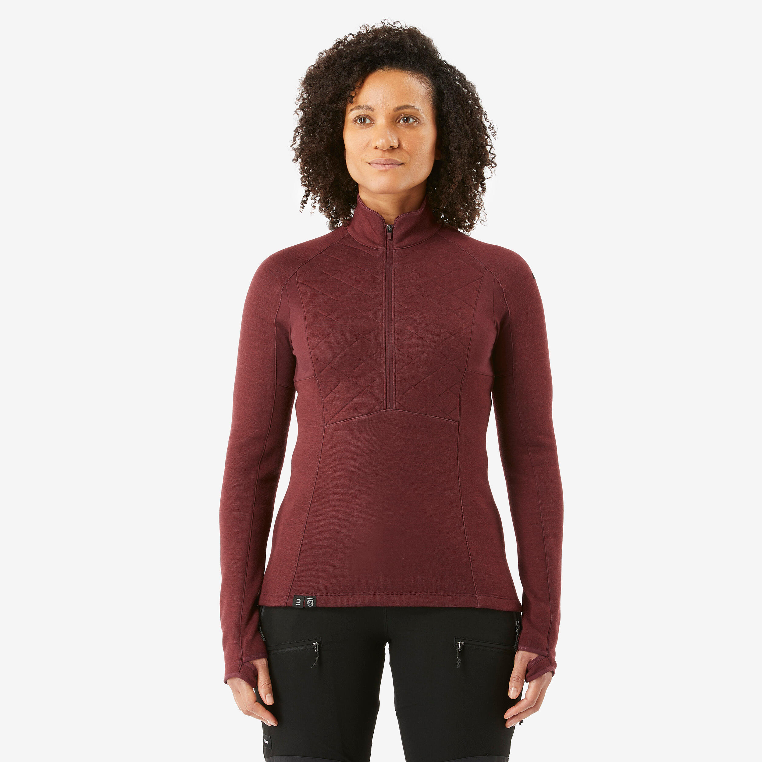 Long sleeve trekking t-shirt in merino wool - MT900 -Women's