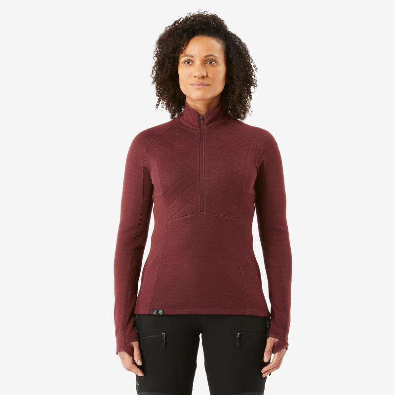 Camiseta de montaña y trekking lana merino Mujer Forclaz MT900