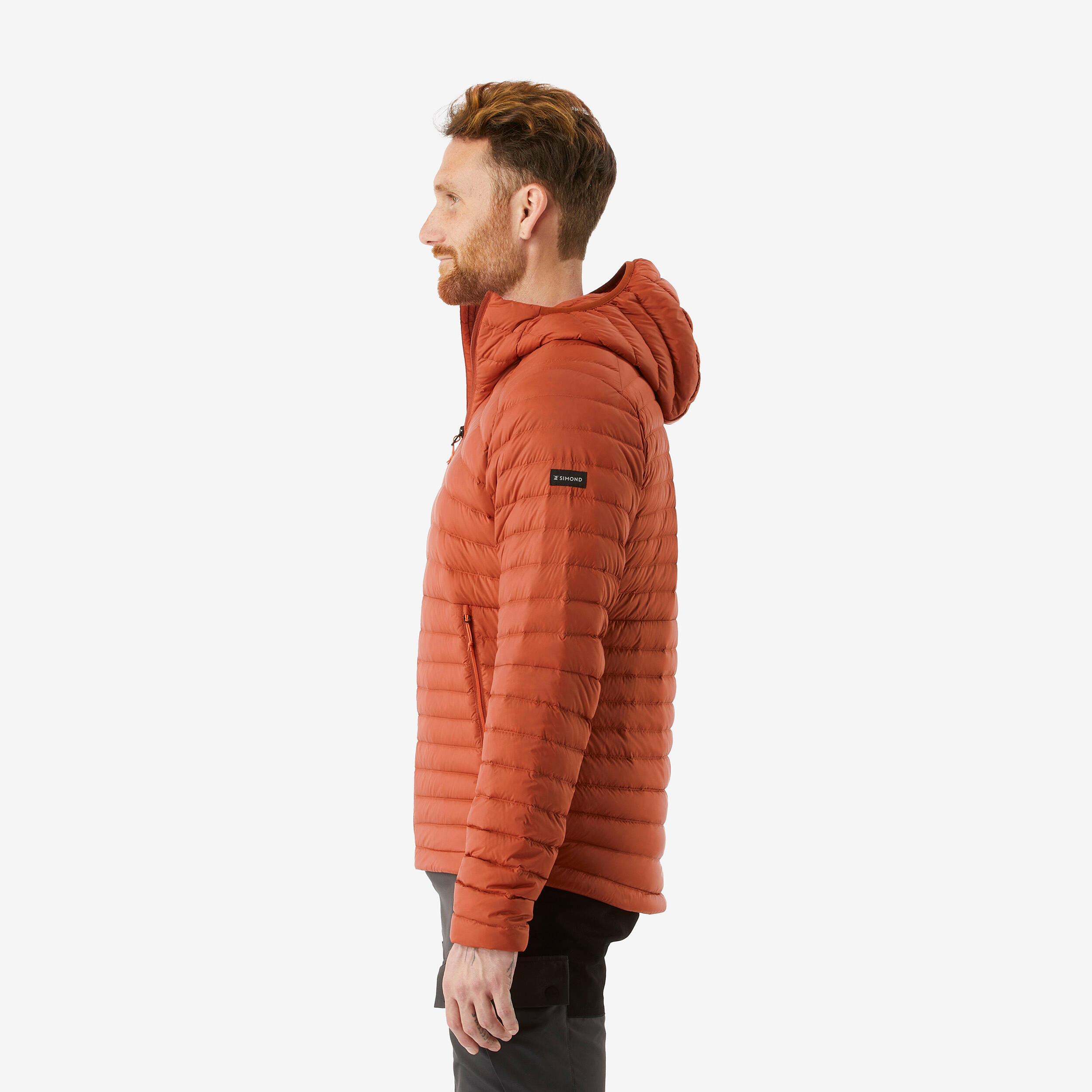 Manteau de randonnée en duvet avec capuchon homme – MT 100 4/8