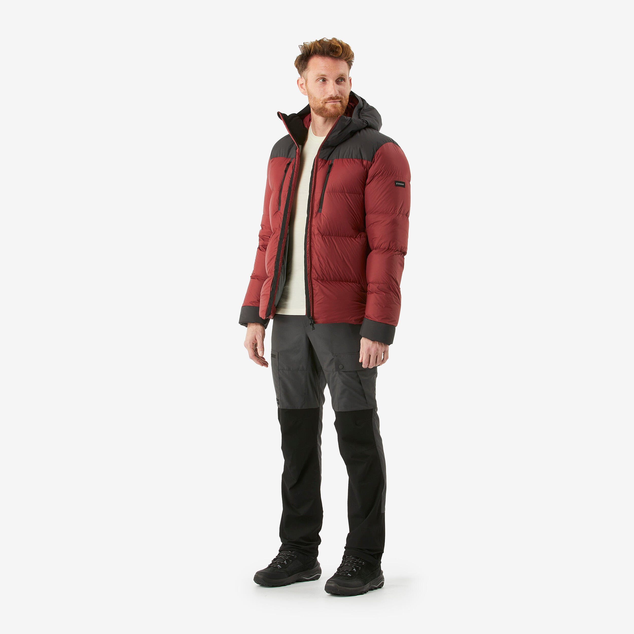 Daunenjacke Herren Kapuze bis -20 °C Trekking - MT900 rot 2/10