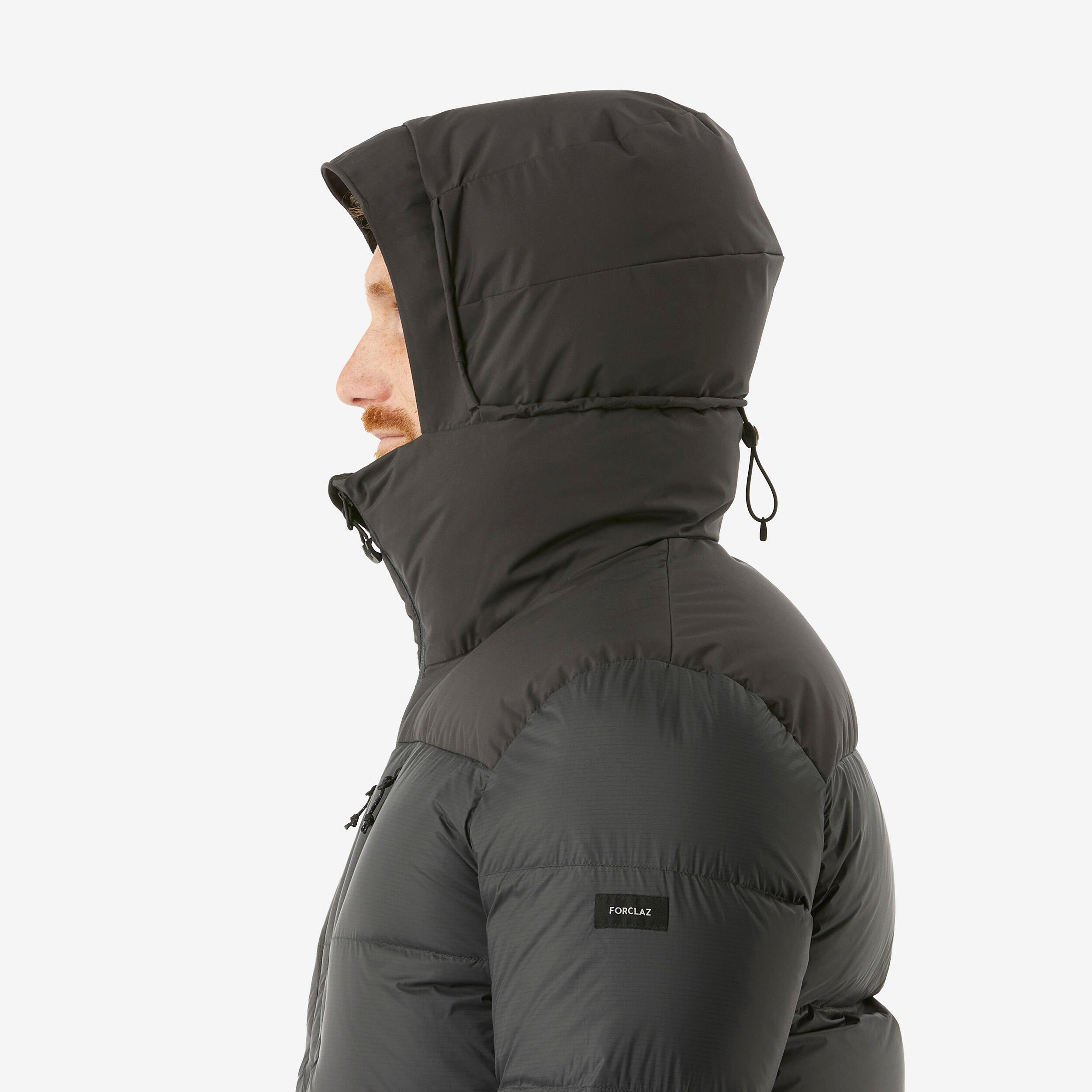 Donsjas met capuchon voor bergtrekking heren MT900 zwart -20°C 3/11